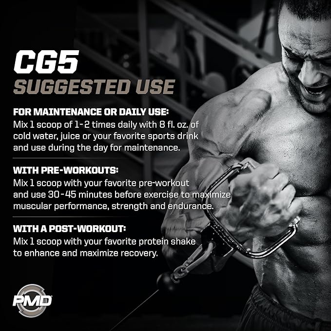PMD Sports CG5 Premium Creatine &amp L Glutamine Powder Power Recovery Build Lean Muscle Increase Workout Performance Maximum Strength Pre Workout &amp Post Workout Unflavored 60 Servings (Pac