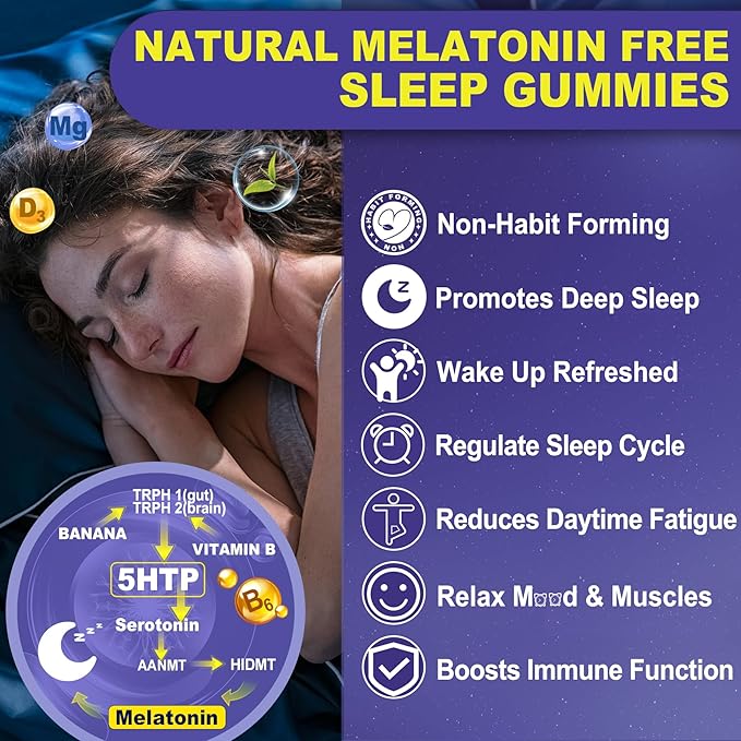 Melatonin Free Natural Sleep Gummies for Adults + Vitamin B Complex Gummies for Women