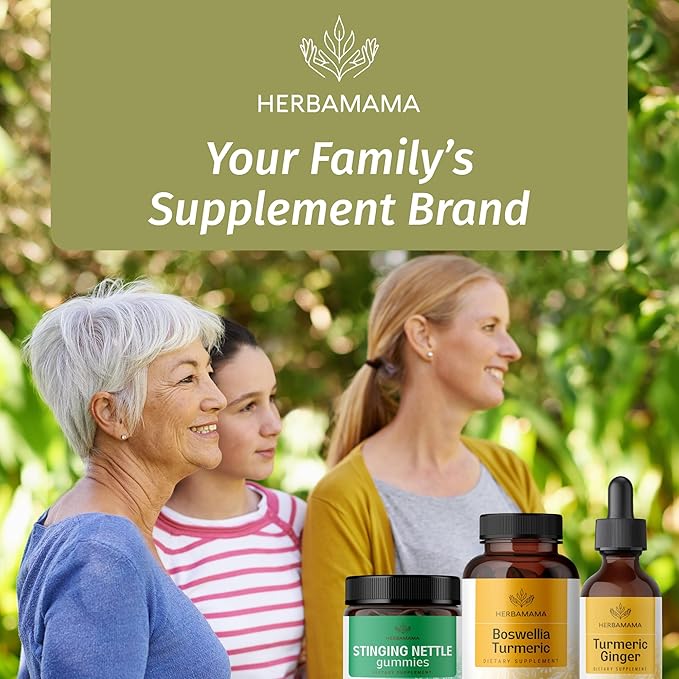 HERBAMAMA Turmeric and Boswellia Extract Capsules - 2100mg Boswellia Serrata &amp Turmeric Complex with Black Pepper Extract - Vegan Non-GMO 95% Curcuminoids Antioxidant Supplement 100 Caps