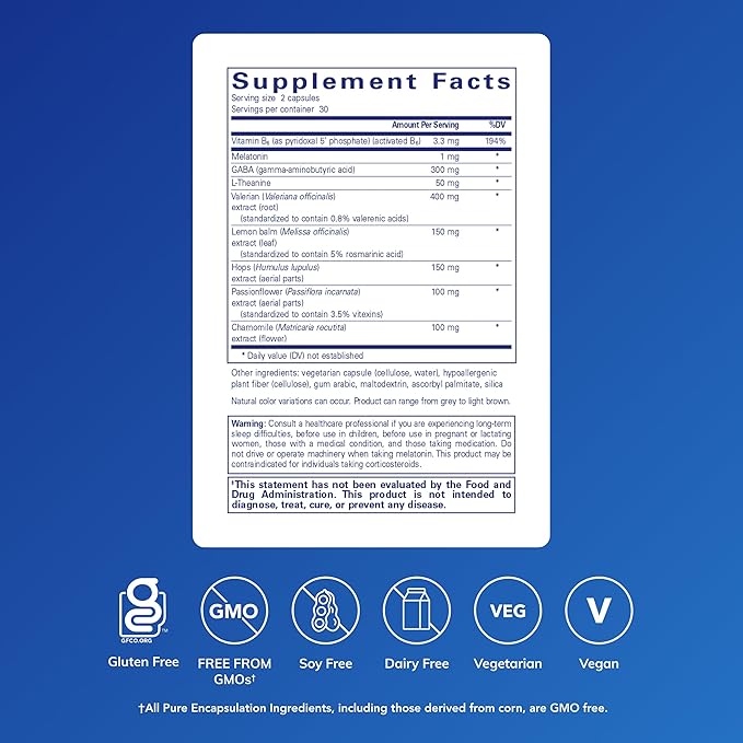 Pure Encapsulations Best-Rest Formula - Supports Restful Sleep - for Relaxation - Restful Sleep Supplement - Non-GMO &amp Vegan - 60 Capsules