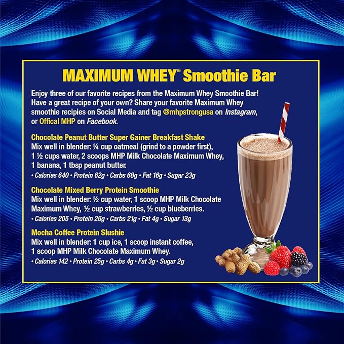 Maximum Human Performance Maximum Whey Protein 25g Fast Acting Delicious Tasting Protein Enhances Strength &amp Speeds Recovery Milk Chocolate 62 Servings 5 Pound