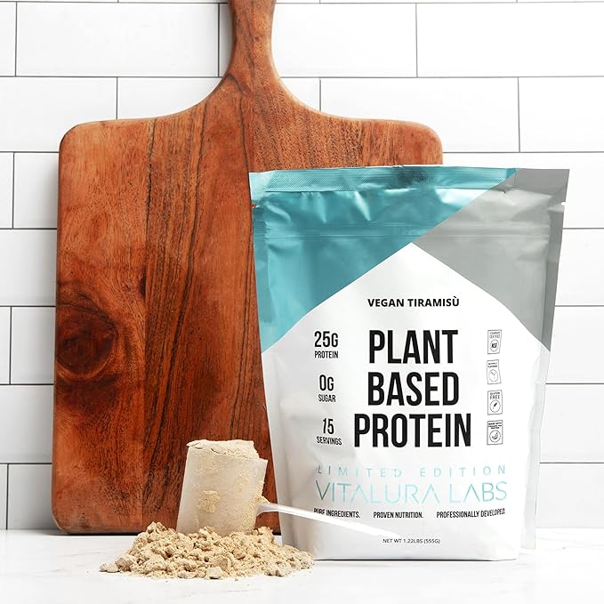Plant-Based Protein Powder – Vegan Protein Powder Made from Pea Rice &amp Pumpkin - No Added Sugar - No Artificial Ingredients - Tiramisu - 15 Servings