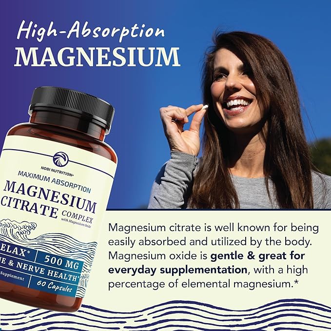 Magnesium Glycinate 400mg (120ct) &amp Magnesium Citrate 500 MG (60ct) | High Absorption Calm Relaxation Digestion &amp Muscle Support | Non-GMO Vitamin and Mineral Bundle