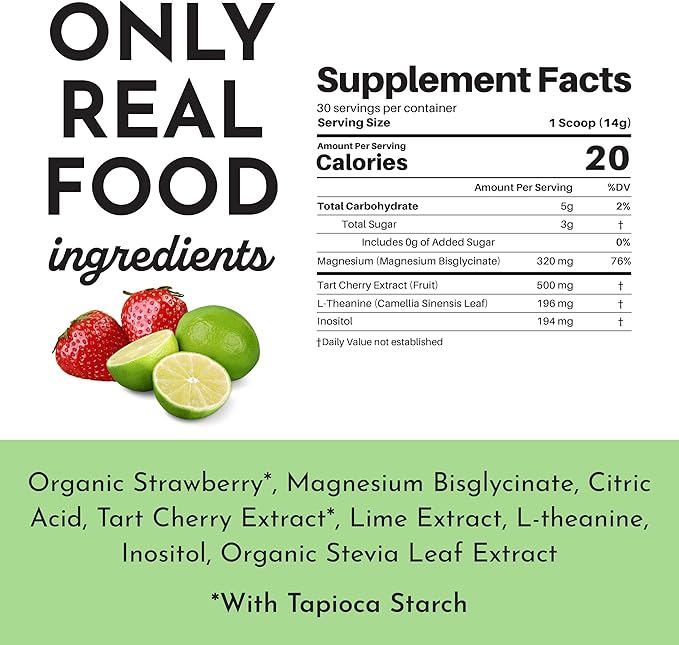 JUST INGREDIENTS Strawberry Limeade Nighttime Relax Sleep Support Supplement Powder - 5.4 oz