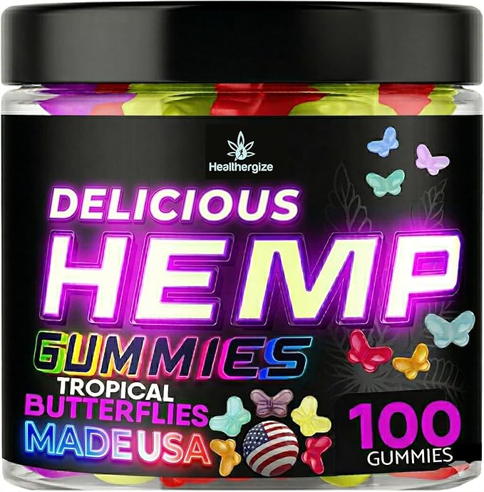 Hemp Gummies for Sleep Deep Calm Night Time-Natural Hempseed Oil Omega Butterflies Gummy Candy-Made in USA-100 Count