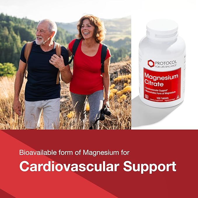PROTOCOL FOR LIFE BALANCE Magnesium Citrate 400mg - Support Heart Health &amp Bone Formation - Bioavailable Dietary Supplement - Vegan Kosher &amp Halal - 100 Tabs (Pack of 2)