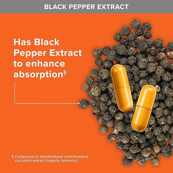 Qunol Turmeric Curcumin 2250mg Black Pepper Extract for Enhanced Absorption Supports Healthy Inflammation Response and Joint Health Dietary Supplement Vegetarian Formula 90 Capsules