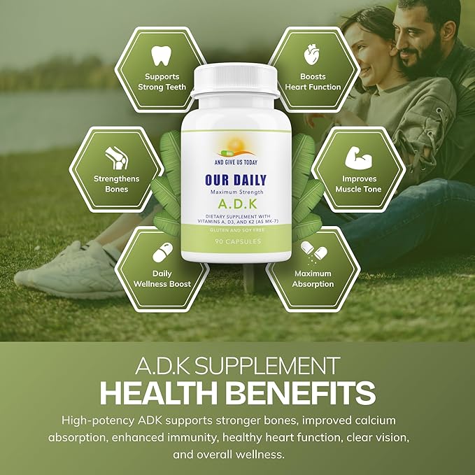 Daily Vites ADK Vitamin Supplement 5000 IU – 180 Capsules – High Potency Vitamin A D3 &amp K2-MK7 – Physician Formulated for Bone Heart &amp Immune Support – Non-GMO Gluten Free 6-Month Supply (
