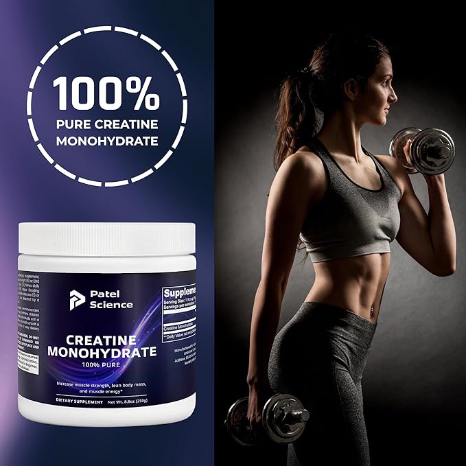 Creatine Monohydrate - Pure Creatine for Women &amp Men Mixable Powder for Fitness &amp Gym Lean Body Mass Gainer - Unflavored 8.8oz (250g)
