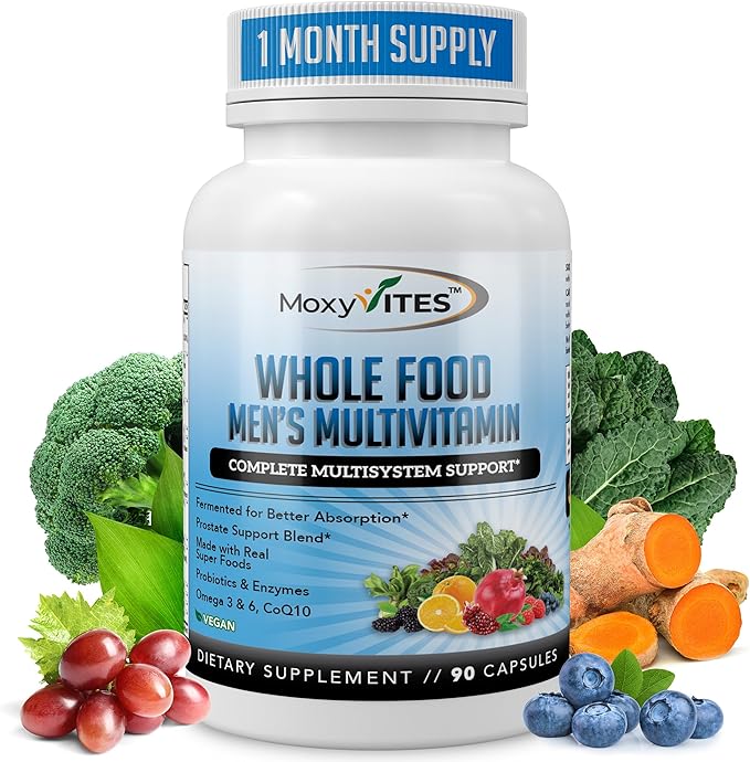 Methylated Mens Multivitamins - Daily Mens Vitamins with 44 Organic Whole Food - Multivitamin for Men with Iron &amp Fermented Nutrients - Vegan Daily Vitamin for Men with B-Complex Probiotics Omeg