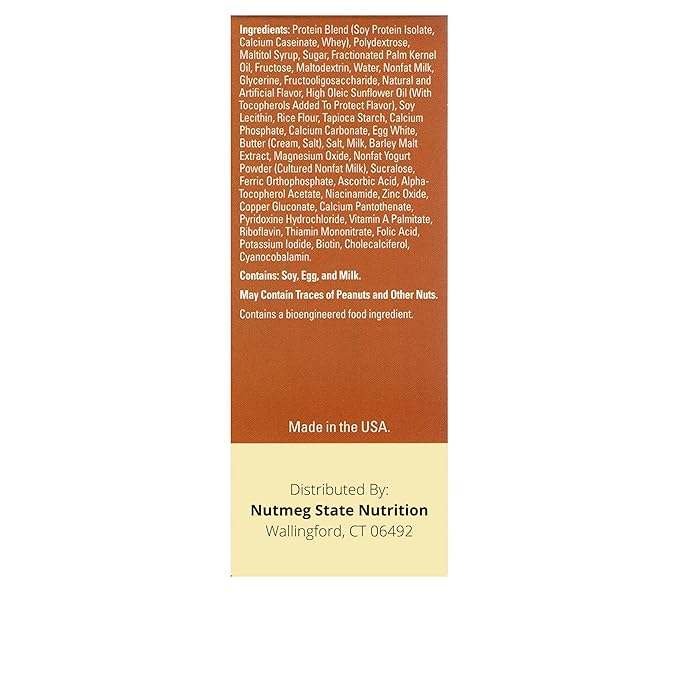 Nutmeg State Nutrition - High Protein Snack Bars 15g Protein 160 Calories Low Sodium 19g Carbs 6g Fiber 7 Servings Per Box (Vanilla Caramel Crunch)