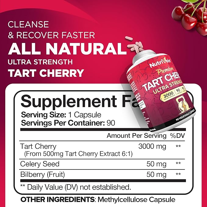 Nutrivein Premium Ashwagandha Capsules &amp Tart Cherry Capsules Bundle: High-Absorption Tart Cherry Extract and Ashwagandha Supplements for Recovery Balance and Vitality