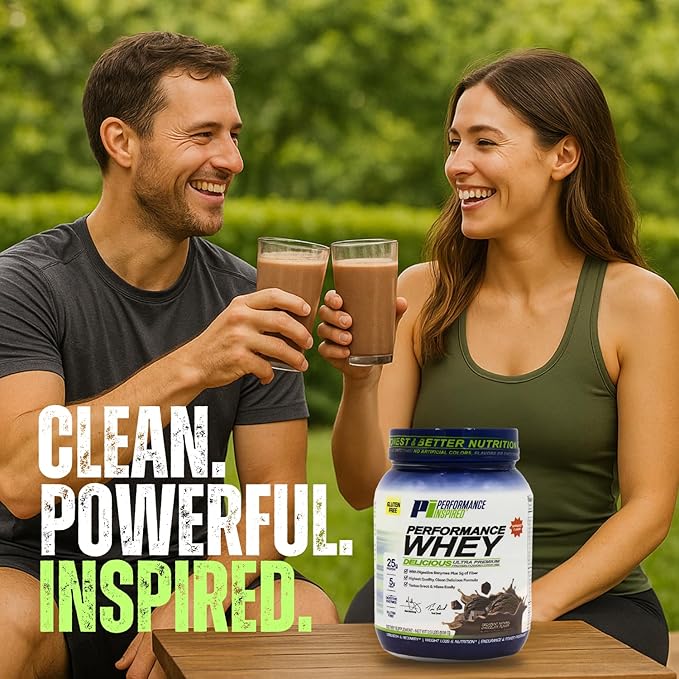 Performance Inspired Nutrition WHEY Protein Powder - All Natural - 25G - Contains BCAAs - Digestive Enzymes - Fiber Packed - Decadent Natural Chocolate – 2 Pounds