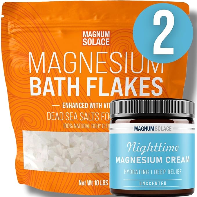 Magnesium Flakes with Vitamin C and Nighttime Magnesium Cream combo