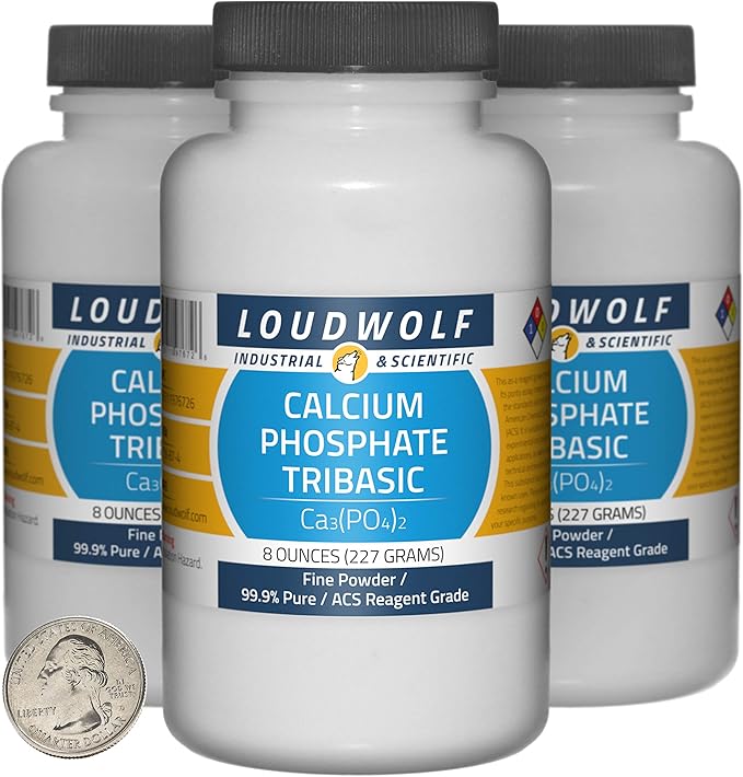 Calcium Phosphate Tribasic / 1.5 Pounds / 3 Bottles / 99.9% Pure ACS Reagent Grade/Fine Powder