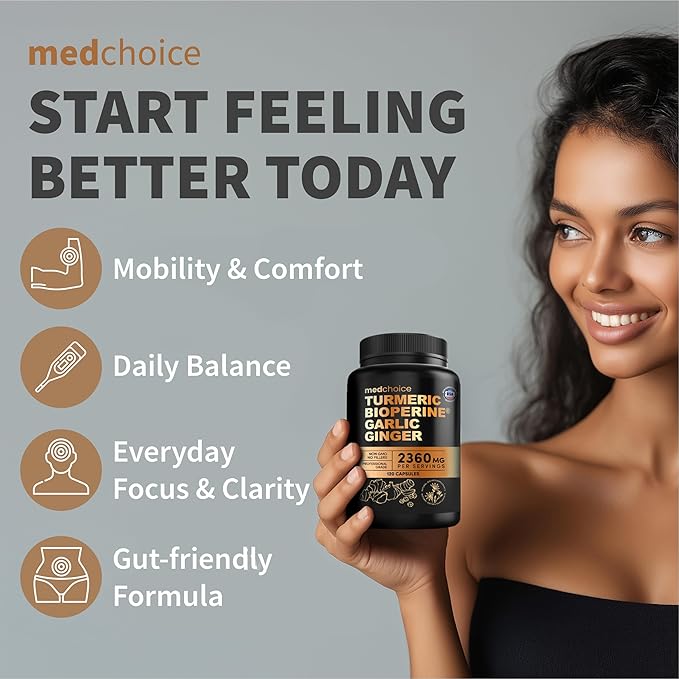 4-in-1 Turmeric Joint Support Supplements with Garlic and BioPerine - 2360 mg High Potency Herbal Blend for Mobility Everyday Flexibility Digestive Comfort Active Aging Support (120ct Pack of 4)