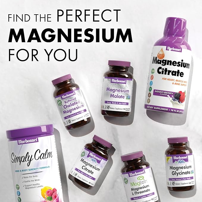 Bluebonnet Nutrition Magtein Magnesium L-Threonate Brain Health* Non-GMO Vegan Kosher Certified Gluten-Free Soy-Free 90 Vegetable Capsules 30 Servings