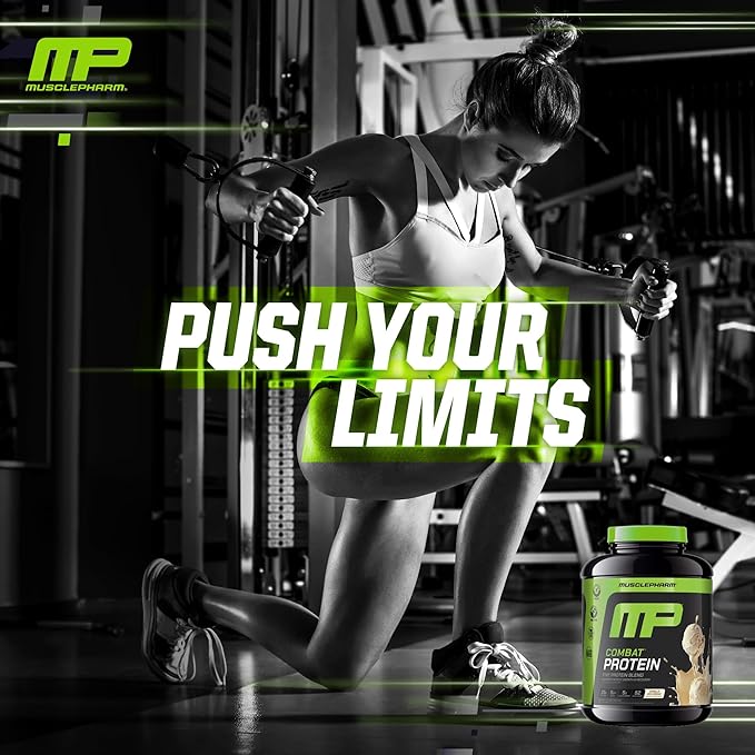 MusclePharm Combat Protein Powder Vanilla Flavor Fuels Muscles for Productive Workouts 5 Protein Sources including Whey Protein Isolate &amp Egg Albumin Gluten Free 4 lb 52 Servings