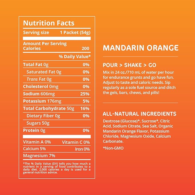 Tailwind Nutrition Endurance Fuel Sports Drink Powder Single Serving with Electrolytes Non-GMO Free of Soy Dairy and Gluten Vegan-Friendly Mandarin Orange Pack of 12