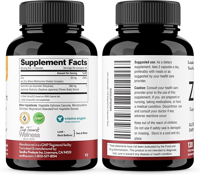 Sandhu's D3K2 Drops &amp Zinc Quercetin Capsules for Immune Health Support