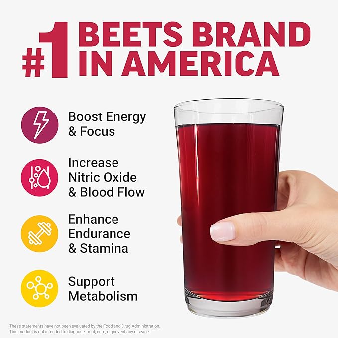 Total Beets Energy Drink Mix 2-Pack Superfood Beet Root Powder Nitrates to Boost Energy Support Circulation Blood Flow Nitric Oxide and Stamina Heart Health Supplement Force Factor 60 Servings