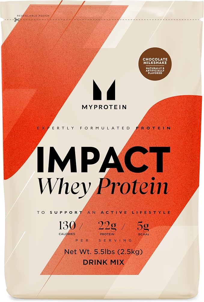 Myprotein Impact Whey Protein Powder 5.5 Lbs (75 Servings) Chocolate Milkshake 22g Protein &amp 5g BCAA Per Serving Protein Shake for Superior Performance Muscle Strength &amp Recovery Gluten F