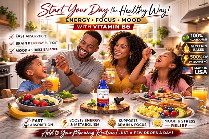 HoneyCombs Vitamin B6 Liquid Drops 500% DV Pyridoxine HCI B6 Supplement Alcohol Free Fast Absorbing B6 Vitamins for Energy Brain &amp Immune Support Made in the USA