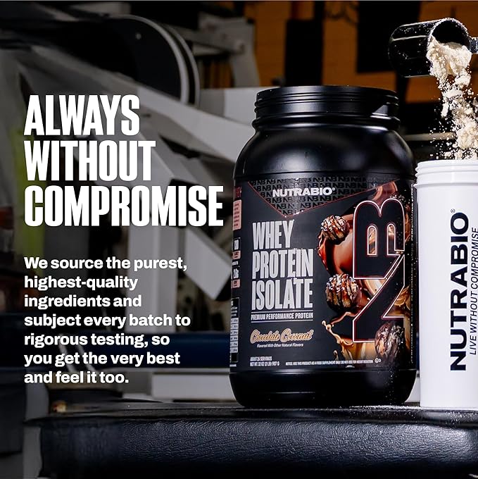 NutraBio 100% Whey Protein Isolate Protein Powder 25g Protein with Complete Amino Acid Profile Non-GMO Soy &amp Gluten Free Low Carb Low Calorie Whey Protein Powder Chocolate Coconut 2 Lbs