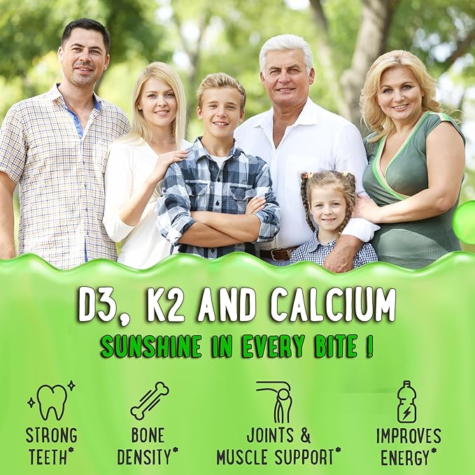 D3K2 Gummies Variety Pack – 3 Bottles (60 Each) – Strawberry Banana Apple Kiwi &amp Peach Mango