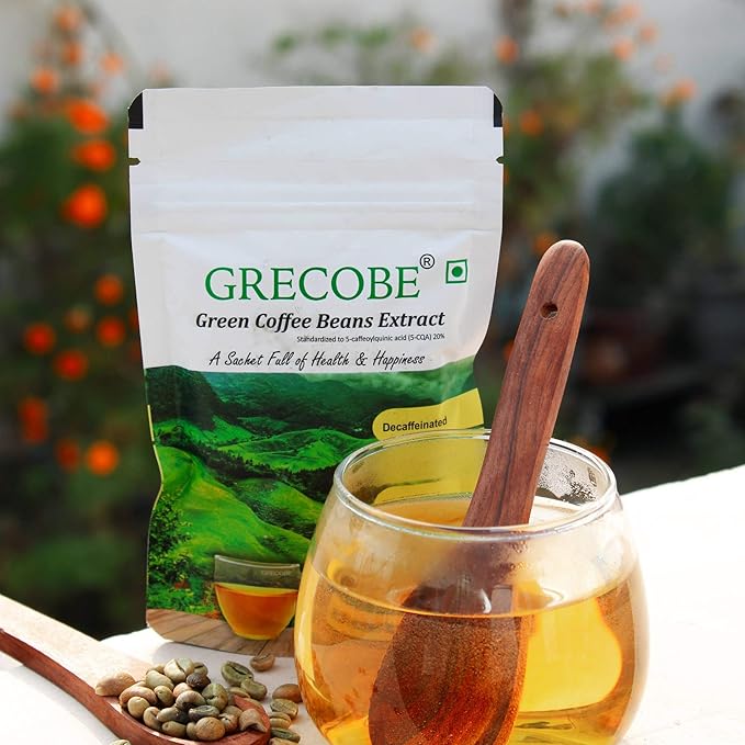 100% Pure Green Coffee Beans Extract with 50% chlorogenic acids Decaffeinated antioxidant | Maintain Metabolism - (1Pouch- 100 sachets)
