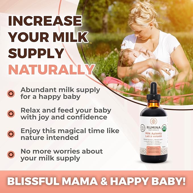 Milk Aplenty Lactation Supplement: Boost Your Milk Supply Naturally! Certified Organic Breastfeeding Supplement to Increase Breast Milk Supply. Fenugreek Free All Natural Non-GMO Vegan (3 Oz)