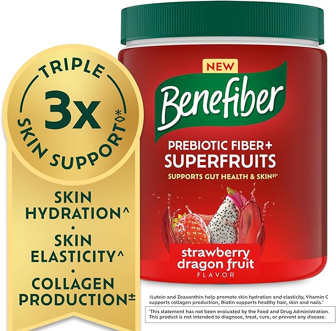 Benefiber Prebiotic Fiber + Superfruits Dietary Supplement Strawberry Dragon Fruit Flavor 8.8 oz (250g)