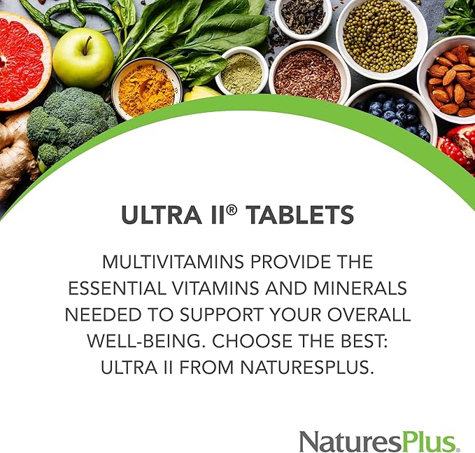 NaturesPlus Ultra II Daily - 90 Tablets - Multivitamin with Whole Foods for Overall Well-Being - Supports Energy &amp Immune Health - Sustained Release - 90 Servings