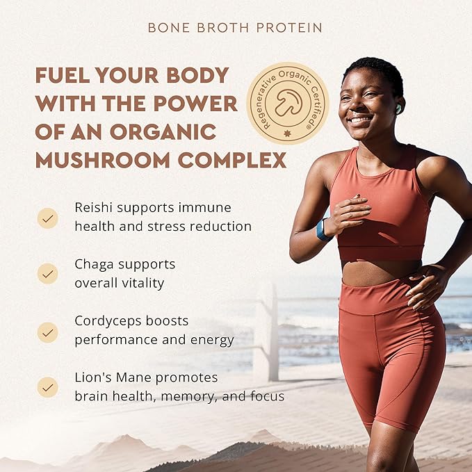 Ancestral Supplements Grass Fed Protein Powder Mocha Coffee Bone Broth Protein + Beef Organs + Organic Mushrooms w/ 160mg Naturally Occurring Caffeine 20g Protein Gut Health Support 30 Servings