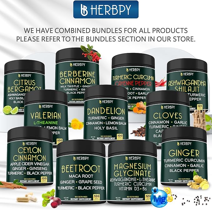Bundle 6in1 Magnesium Glycinate Supplements &amp 5in1 Ashwagandha Shilajit Supplements