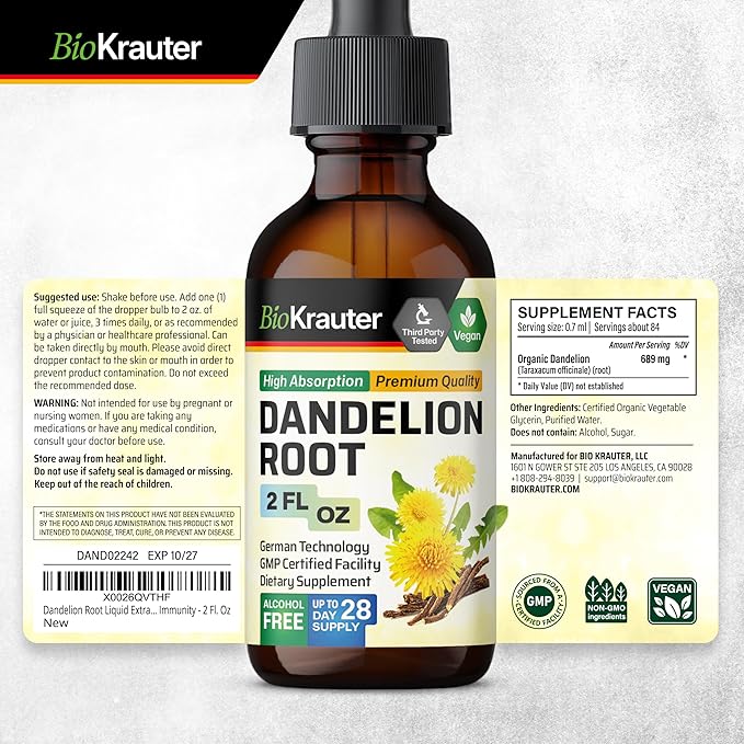 BIO KRAUTER Dandelion Tincture 2 Fl. Oz. &amp Milk Thistle Tincture 2 Fl. Oz.