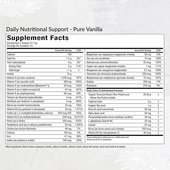 Equilife Daily Nutritional Support All-in-One Multivitamin Meal Replacement Pure Vanilla Flavor 15G Plant Protein Supports Overall Wellness Including Energy Digestion &amp Skin 14 Servings