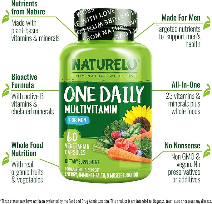 NATURELO One Daily Multivitamin for Women 60 Capsules and One Daily Multivitamin for Men 60 Capsules - 2 Month Supply Bundle