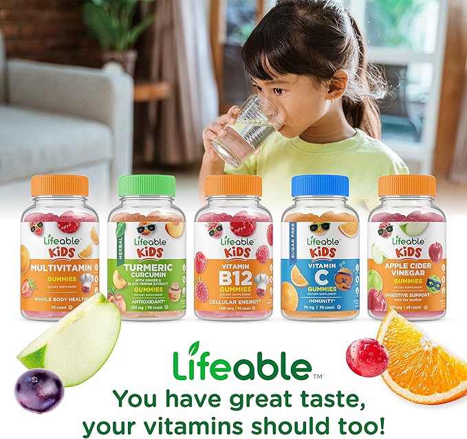 Lifeable B Complex Kids + Immune Support Kids Gummies Bundle - Great Tasting Vitamin Supplement Gluten Free GMO Free Chewable Gummy