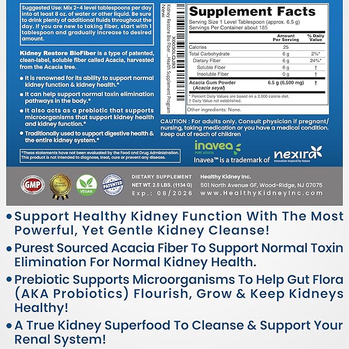 Bio Fiber Kidney Cleanse Detox &amp Repair - Restorative Kidney Support &amp Kidney Supplement to Remove Waste Kidney Health Supplement - Add to Tea for Kidney Health - 2.5 LBS