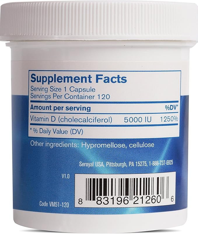 Pharmax Vitamin D 5000 IU | Supports Healthy Bones and Teeth and Absorption of Minerals | 120 Capsules