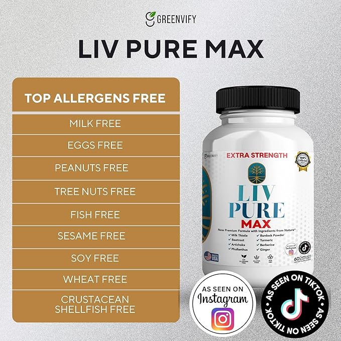 Liv Pure Max Extra Strength Liver Support Supplement 60 Veggie Capsules with Milk Thistle and Natural Ingredients (5)