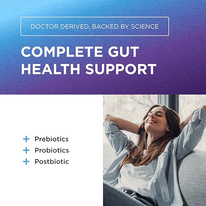 DR. EMIL NUTRITION Total Gut Health Complex - Prebiotic Probiotic &amp Postbiotic Supplement - Supports Digestive Health Bloating &amp Gut Balance - Non-GMO &amp Soy-Free - 60 Capsules