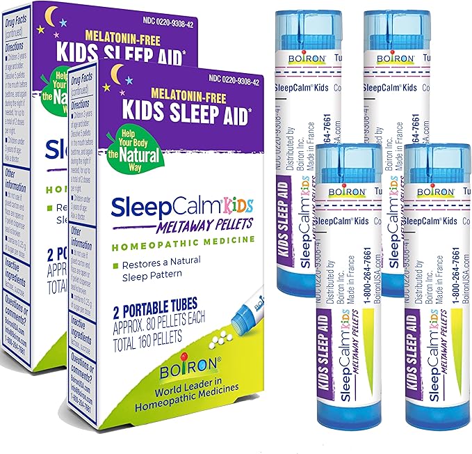 Boiron SleepCalm Kids Sleep Aid for Deep Relaxing Restful Nighttime Sleep - Melatonin-Free and Non Habit-Forming - 80 Pellets per Tube - 4 Total Tubes Sleep Calm