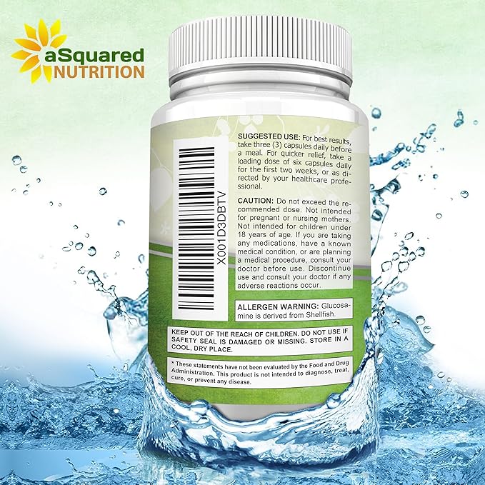 aSquared Nutrition Glucosamine Chondroitin Turmeric MSM Boswellia - 120 Capsules - Joint Support Supplement - Joint Support Relief Pills for Health - Natural Supplement for Back Knee &amp Hands