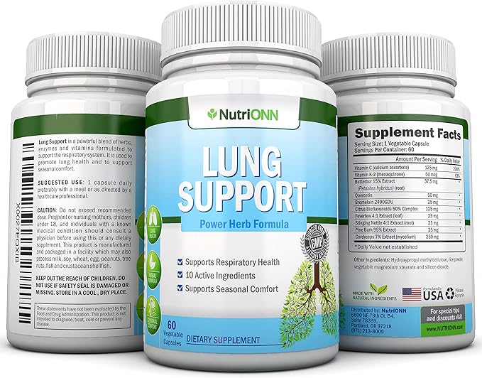Magnesium Glycinate Capsules &amp Lung Support Capsules Combo - Targeted Respiratory Health Support