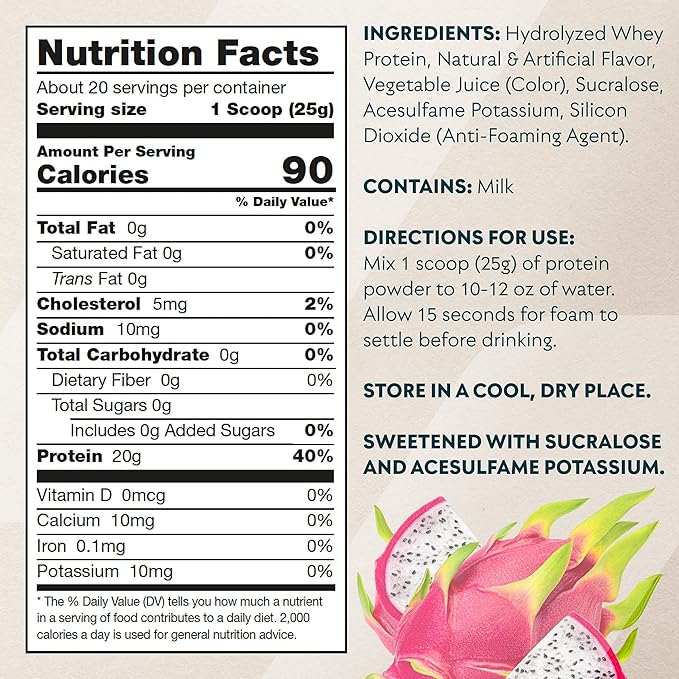 Myprotein Clear Whey Isolate Protein Powder 20 Servings (1.1lbs) Tropical Dragonfruit 20g Protein per Serving Naturally Flavored Drink Mix Daily Protein Intake for Superior Performance