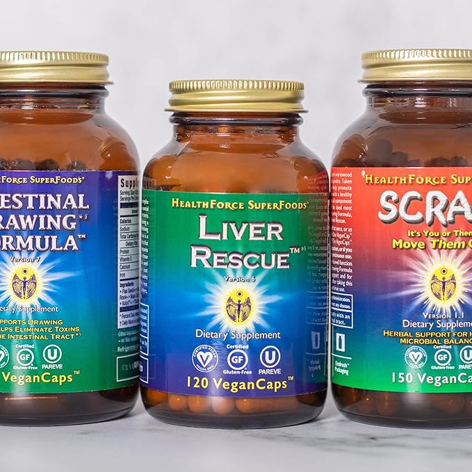 HEALTHFORCE SUPERFOODS Liver Rescue - Natural Liver Cleanse - with Milk Thistle &amp Dandelion Root - Gluten-Free &amp Vegan - 60 Capsules
