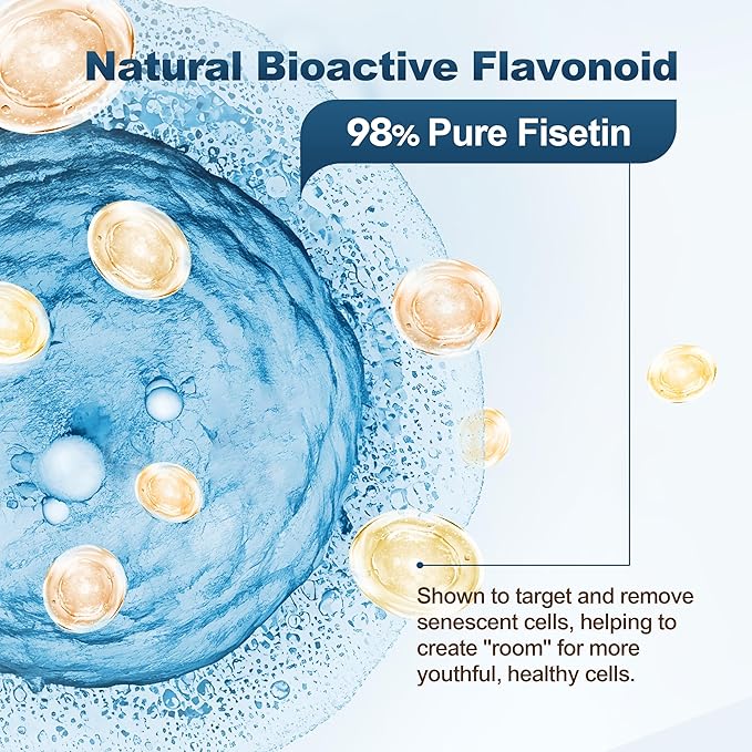 Liposomal Fisetin 200mg &amp Resveratrol Complex 500mg Liquid Gummies - Longevity &amp Cell Renewal Support - 98% High Purity FisetinTrans-Resveratrol Quercetin Luteolin with Vitamins C &amp E 1-