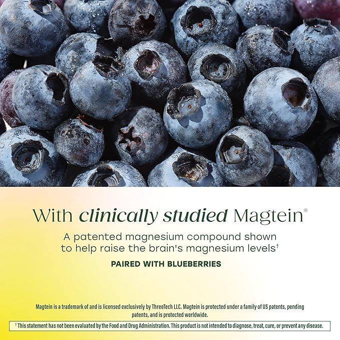 MegaFood Magtein Magnesium L-Threonate - Magnesium Supplement 2000mg Per Serving - Supports Short-Term Memory Focus Alertness &amp Normal Sleep Cycles - Vegan Gluten Free - 90 Capsules 30 Serving